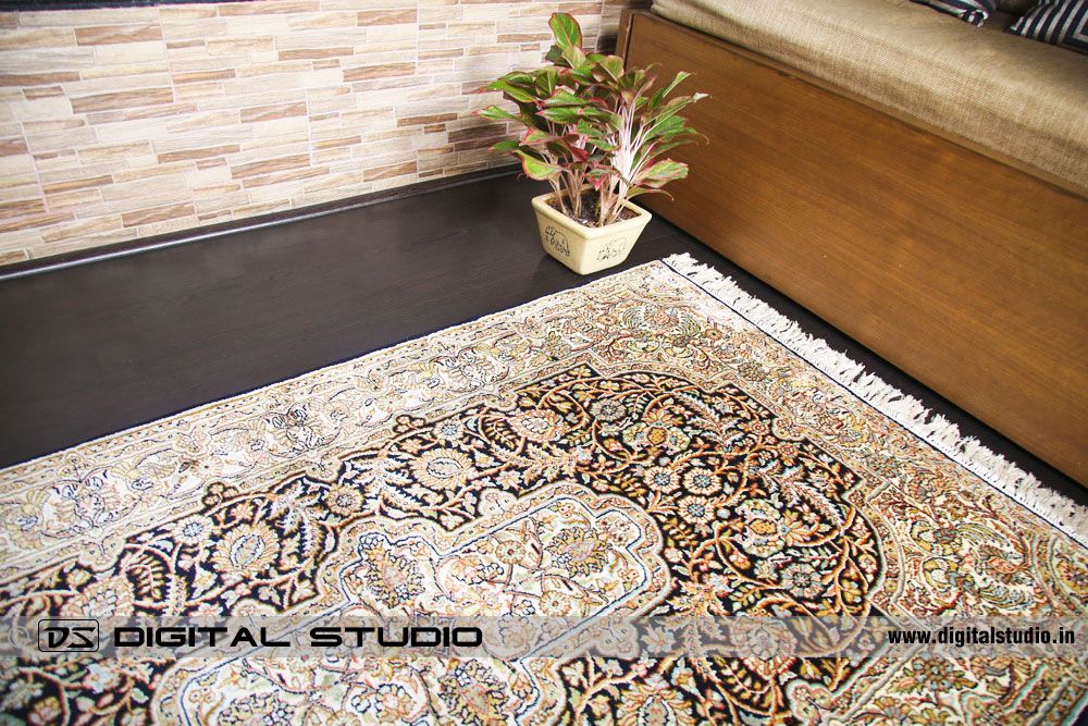 Hand made oriental carpet with flower vase